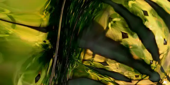 Green abstract image. Still from “Cosmic Insignificance Therapy” by Tim Murray-Browne.