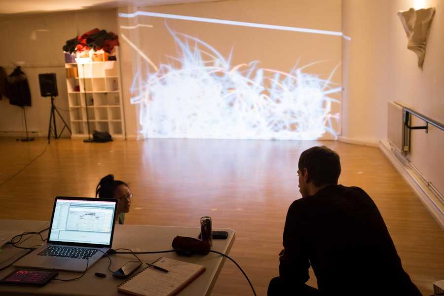 6 This Floating World Jan Lee with Tim Murray Browne and Adam in the studio