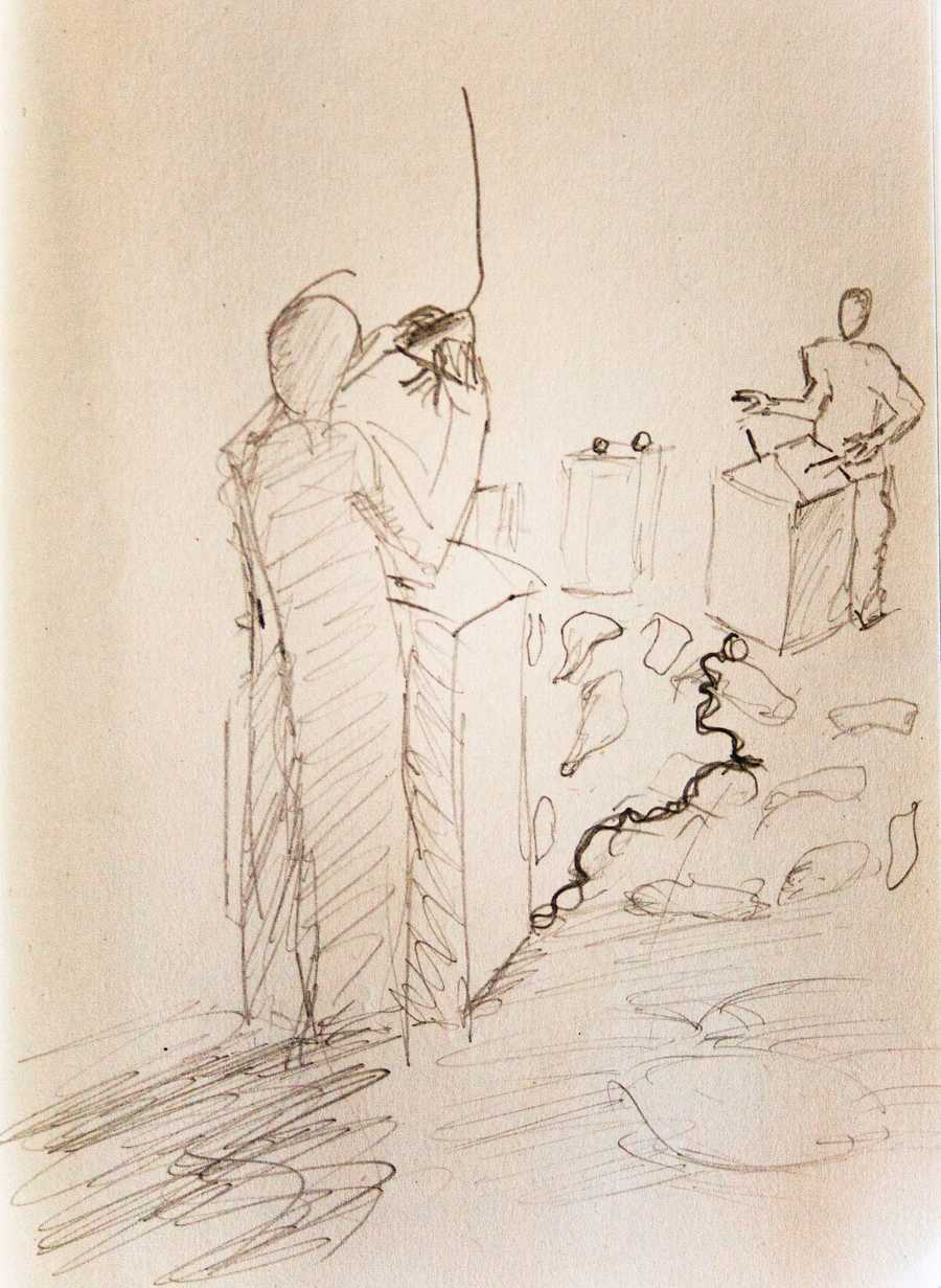 An early sketch by Tim Murray-Browne invisioning how Cave of Sounds might end up looking.